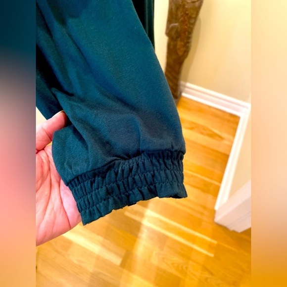 Y2K  Uniqlo Japan green mock neck tunic w/ smocking collar & hem 💚 - Picture 8 of 9